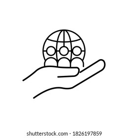 Business team line icon. Global business network icon. Design template vector