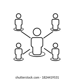 Business team line icon. Business network work icon. Design template vector