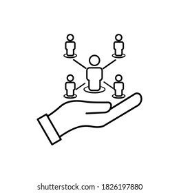 Icono de línea de equipo de negocios. Icono de red comercial. vector de plantilla de diseño