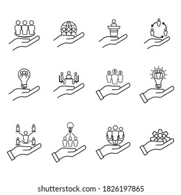 Business team line icon set. Design template vector