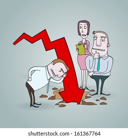 Business team looking through the chart below ground.
