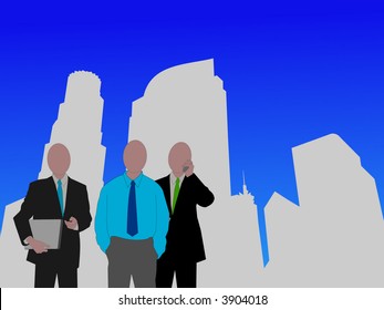 business team and Los Angeles skyline