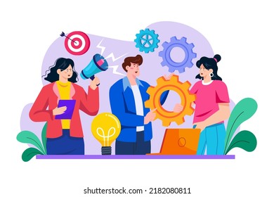 Business team management Illustration concept on white background