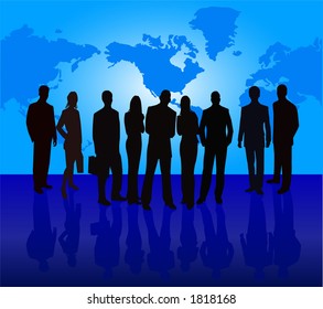 Business Team Manager Introducing Project - vector silhouette illustration