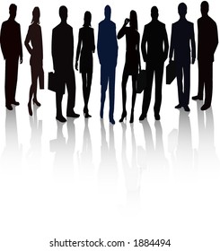 Business Team Manager Introducing Project - vector silhouette illustration
