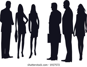 Business Team Manager Introducing Project - vector silhouette illustration
