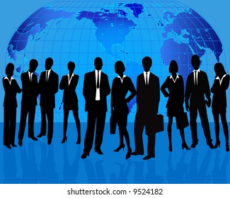 Business Team Manager Introducing Project - vector silhouette illustration