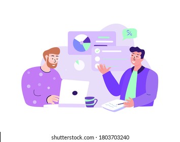 Business Team Managers CEO Brainstorming, Discussing Entrepreneurial Anti-Crisis Plan for Company. Efficiency Management Collaboration Business Concept.Successful Growth,Trade.Flat Vector Illustration