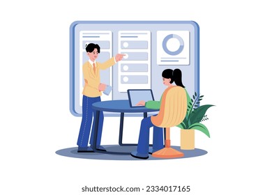Business Team Managing Task Schedule Illustration concept on white background