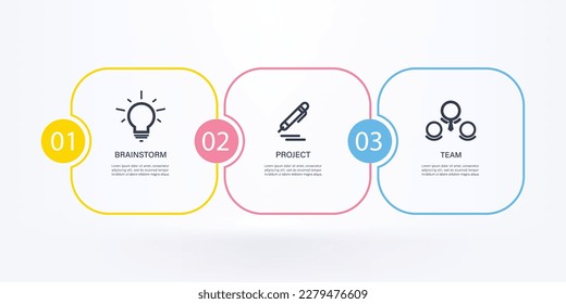 Business or team marketing diagram infographic template. Timeline with 3 steps. Vector infographic element.