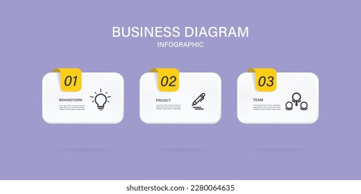 Business or team marketing diagram infographic template. Timeline with 3 steps. Vector infographic element.