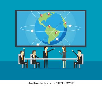 Business team meeting conference. Vector design