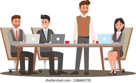Business Team meeting in office. Business Concept vector illustration.
