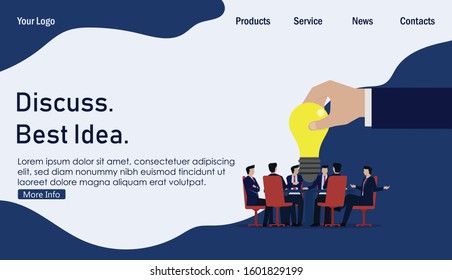 Business team meeting search new idea. Business Landing Page Template.