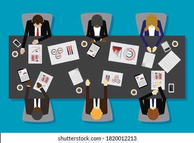 Business team meeting top view. Vector design