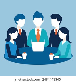  business team meeting vector illustration