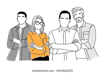 Business team members standing together vector art