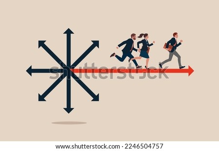 Business team moving in priority direction. Modern flat vector illustration.
