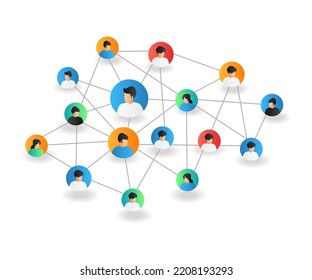 Business team network in isometric flat illustration