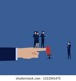 Business team offering a chair position to businessman.