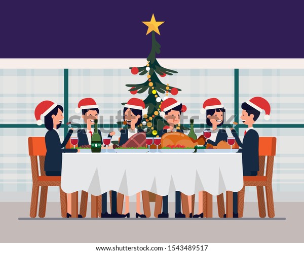 Business Team Office Dinner Celebration Christmas Stock Vector (Royalty ... Office Team Celebration
