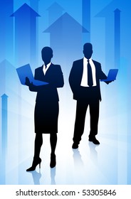 Business Team on Arrows Background Original Illustration