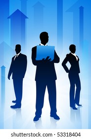 Business Team on Arrows Background Original Illustration