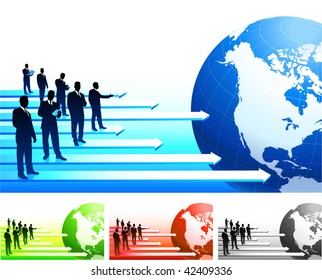 business team on globe background