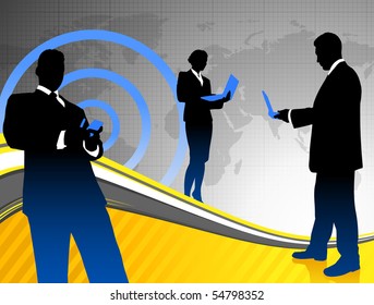 Business Team on World Map Background Original Illustration