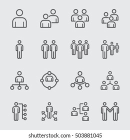 Business team and Organize line icon
