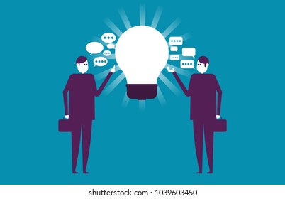 Business team or partnership exchanging question and idea. Vector illustration presentation business concept.