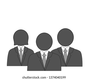 business team. people in business clothes. icons vector illustration.