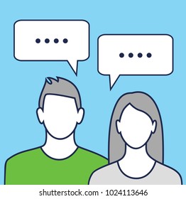 Business team. Business people and speech bubble. Man and woman 