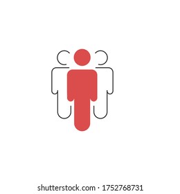 Business Team People, three man linear icon, Stock vector illustration isolated on white background.