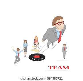 Business team of people working on a project. teamwork. work from idea to realization. vector illustration.