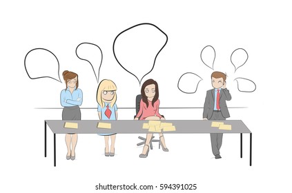 Business team of people working on a project. teamwork. work from idea to realization. vector illustration.