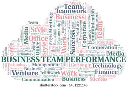 Business Team Performance word cloud. Collage made with text only.