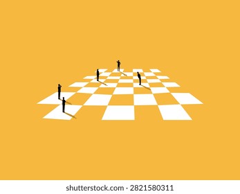 business team is playing a game of chess on a chessboard