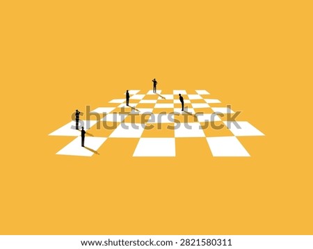 business team is playing a game of chess on a chessboard