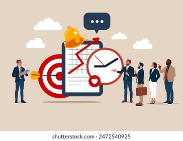 Business team and project development. Project manager tool, business, productivity online platform. Flat vector illustration.