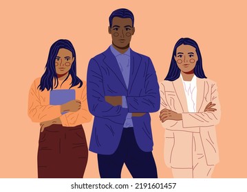 Business team ready to work. Flat Vector Illustration