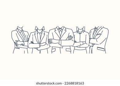 Business team ready to work. Group of office employees standing together. Vector illustration for corporate staff, career, job, professionals concept