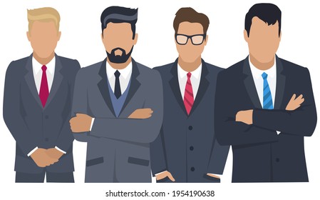 Equipo de negocios listo para trabajar. Trabajo en equipo. Comunicación de personajes de coworkers. Construcción de equipos