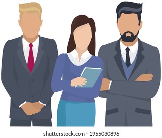 Business team ready to work. Teamwork. Coworkers characters communication. Team building