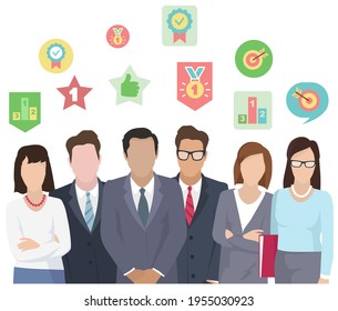 Business team ready to work. Teamwork. Coworkers characters communication. Team building