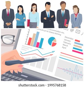 Business team ready to work. Teamwork. Coworkers characters communication. Team building and business partnership. Businessmen people cooperation collaboration. Office workers clerks standing together