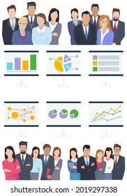 Business team ready to work. Teamwork. Coworkers characters communication. Team building and business partnership. Businessmen people cooperation collaboration. Office workers clerks standing together