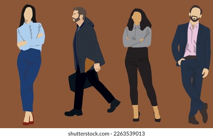 Equipo de negocios listo para trabajar. ilustración de carácter comercial de trabajo en equipo