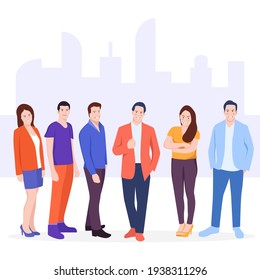 Business team ready to work. Business vector illustration template.