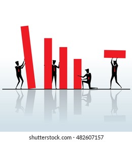 Business team and red graph